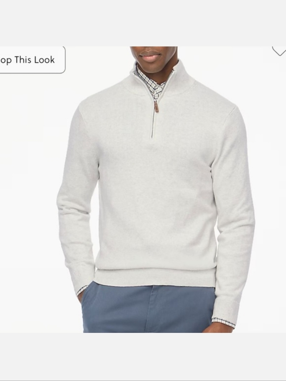 J crew heather mist Cotton half-zip sweater Grey XL Pullover